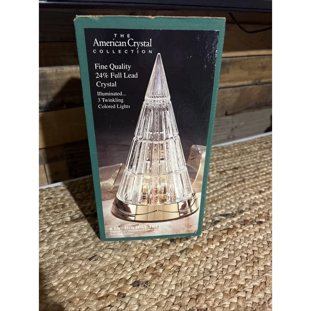 VTG AVON 1990 Crystal Holiday Tree Color Changing Battery Powered Lights w/ Box
